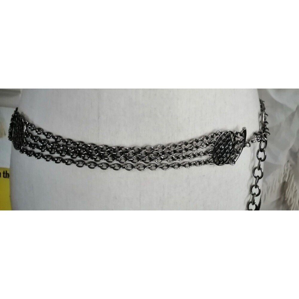 Rare Women's Chain Belt Gun Color Multi Chained Gothic 32"